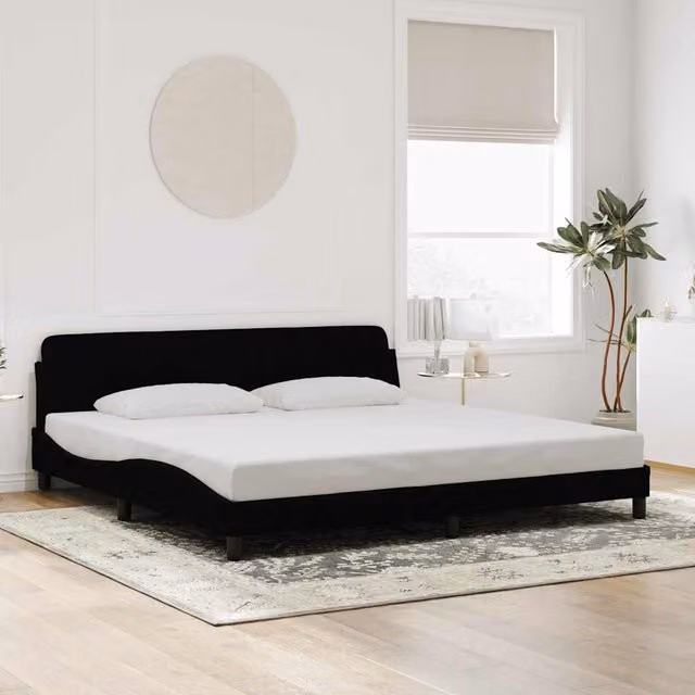 Estructura de cama Dover de Maison Exclusive en terciopelo negro, An/P/Al: 200 x 195 x 105 cm