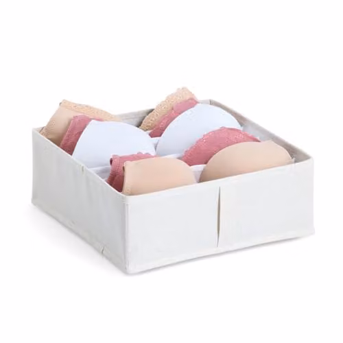 Organizador de almacenamiento Zeller Nomad con tapa y divisores, plegable, color beige y blanco