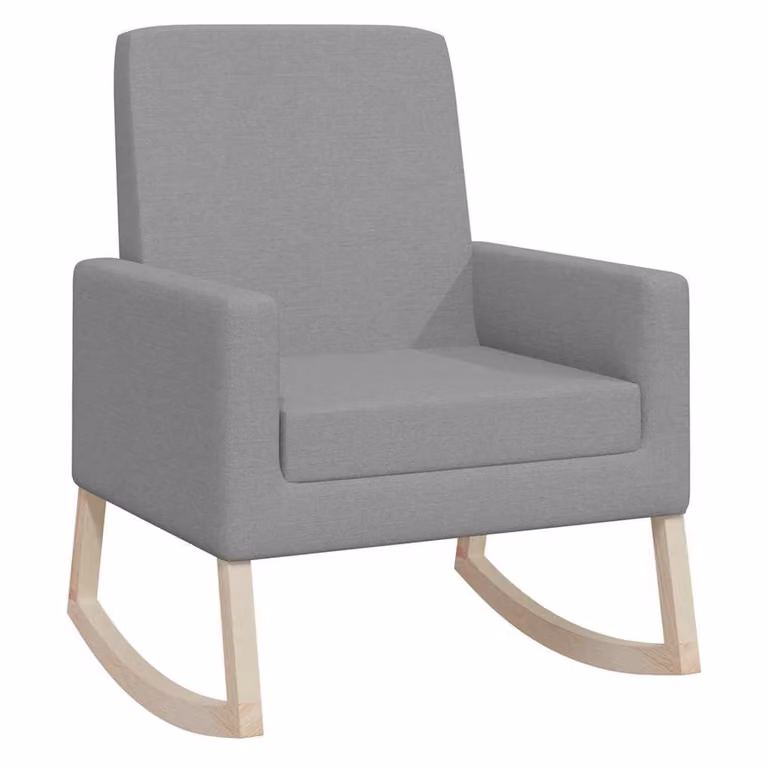 Silla mecedora de tela gris claro vidaXL con reposabrazos y estructura de madera