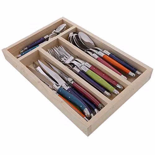 Set de cubertería Jean Dubost Laguiole de acero inoxidable en acabado pulido, incluye cuchillo de mesa y tenedor, multicolor y marrón