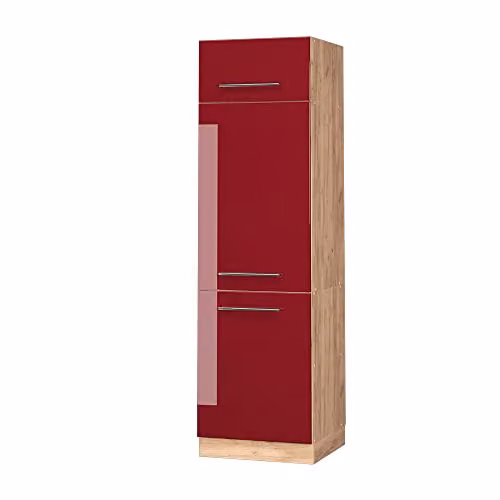 Armario para frigorífico empotrado Vicco Fame-Line Rojo Burdeos alto brillo 60 cm