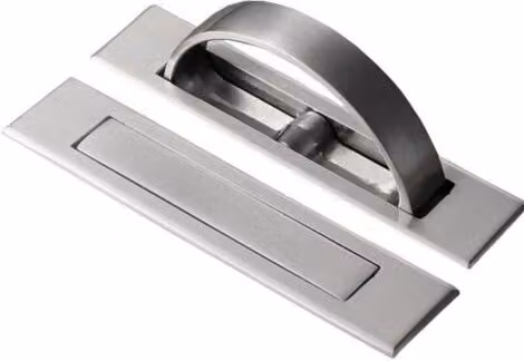 Pack de 2 tiradores empotrados ULISEM para puertas tatami, cajones y armarios, acabado plata cepillada en aluminio con tornillos