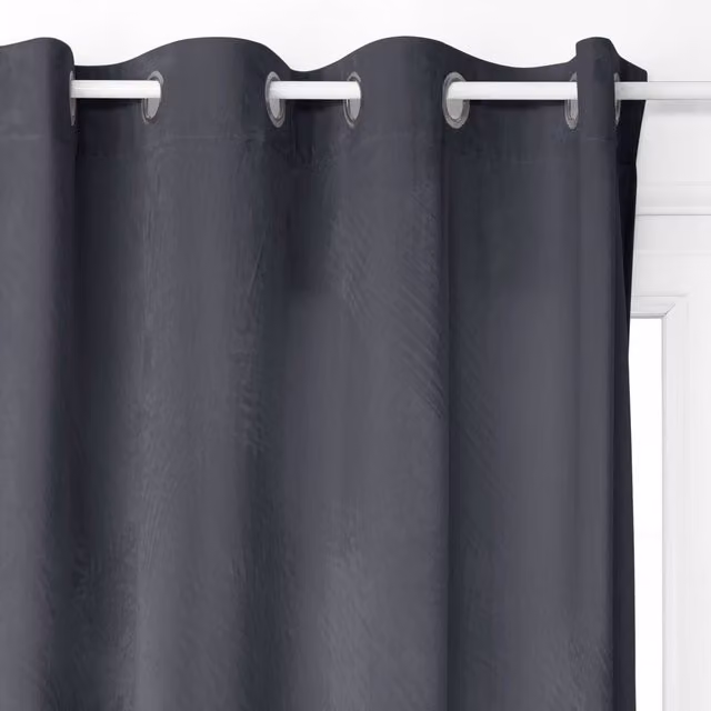 Cortina opaca de terciopelo Dolce de Atmosphera con ojales, color gris, An/Al: 140 x 260 cm