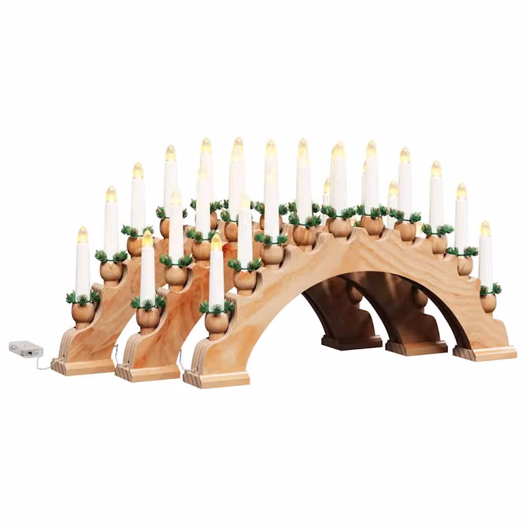 Arco de Adviento de Navidad vidaXL con 10 Velas LED de Madera en Blanco y Marrón para Mesa