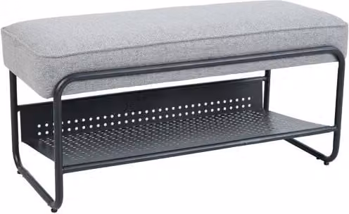 Banco zapatero Lillehammer de en.casa en metal y textil gris An/P/Al: 90 x 37 x 42 cm
