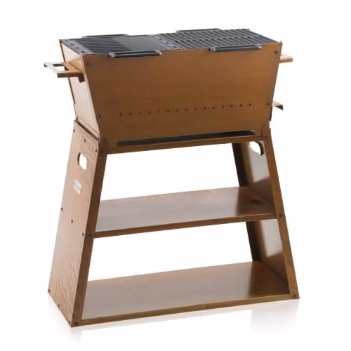 Barbacoa de carbón BBQ-Toro con parrilla y plancha de hierro fundido 2 en 1, color marrón, An/P/Al: 77 x 44 x 84 cm