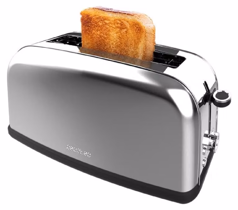 Tostador vertical Cecotec Toastin' Time 850 Inox Long Lite color plata en acero inoxidable con apagado automático y 850 W