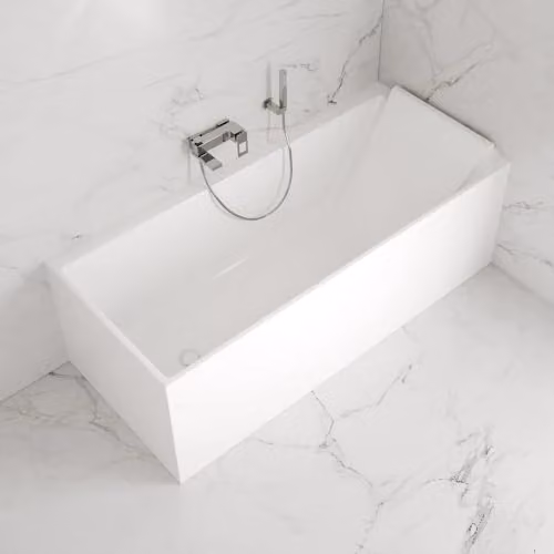 Bañera exenta rectangular Quantum de SPALINA en color blanco, An/P/Al: 170 x 75 x 58 cm