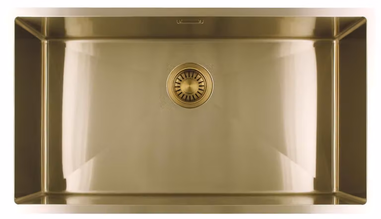 Fregadero de cocina Pure.Sink de acero inoxidable en color dorado para encastre bajo encimera, An/P: 74 x 40 cm
