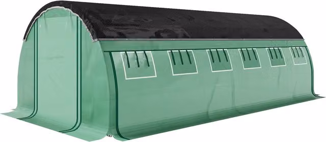 Invernadero NORTHIX verde con film resistente a los rayos UV y 12 ventanas, An/P/Al: 6 x 3 x 2 m
