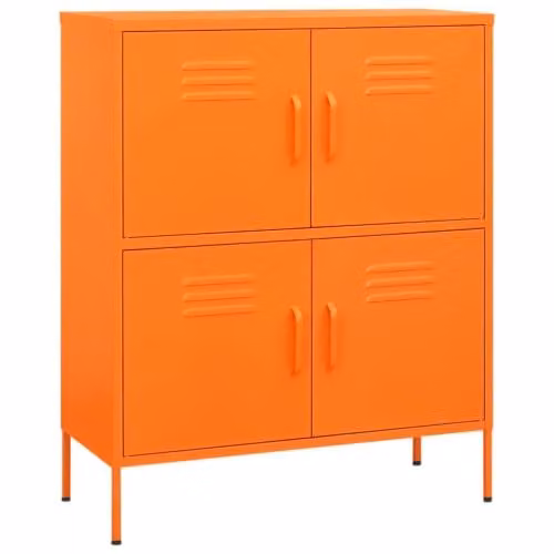 Armario de almacenamiento Helloshop26 con diseño moderno y estantes internos, acabado naranja mate y detalles dorados, An/P/Al: 80 x 35 x 101,5 cm