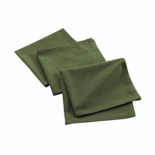 Servilletas de mesa Mistral de Douceur d'Intérieur en algodón reciclado, color verde, An/P: 40 x 40 cm, pack de 3 unidades