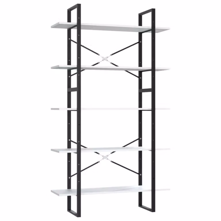 Estantería de 5 niveles Maison Chic de estilo industrial en blanco y madera con estructura metálica, An/P/Al: 100 x 30 x 175 cm