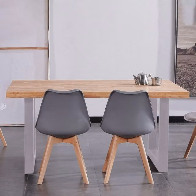 Mesa de comedor fija Duehome de estilo industrial con patas metálicas en blanco y sobre de madera en roble salvaje, An/P/Al: 160 x 100 cm