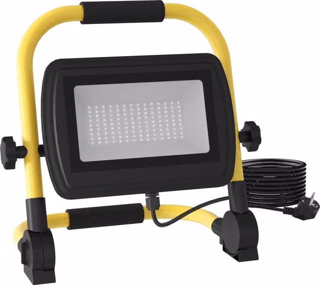 Foco LED Recargable HOMCOM de 4250 Lúmenes, IP65, Luz Blanca Fría 6500K, Ajustable y Portátil, Color Amarillo, An/P/Al: 25,5 x 16 x 25,5 cm