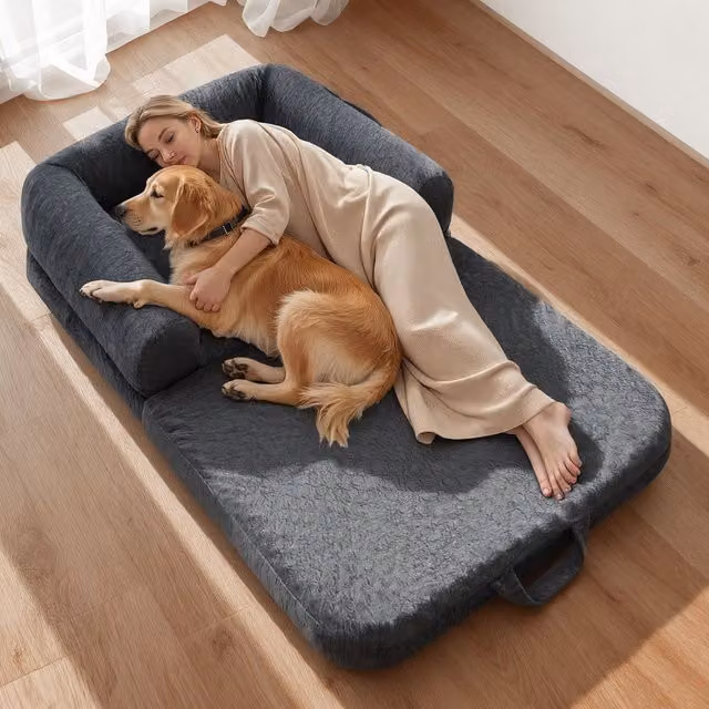 Cama ortopédica Vevor para perros y humanos con espuma viscoelástica, funda desenfundable y lavable, color gris, An/P/Al: 179 x 95 x 22 cm