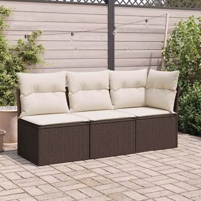 Silla de jardín SYFAX de ratán marrón con cojines incluidos y resistencia UV