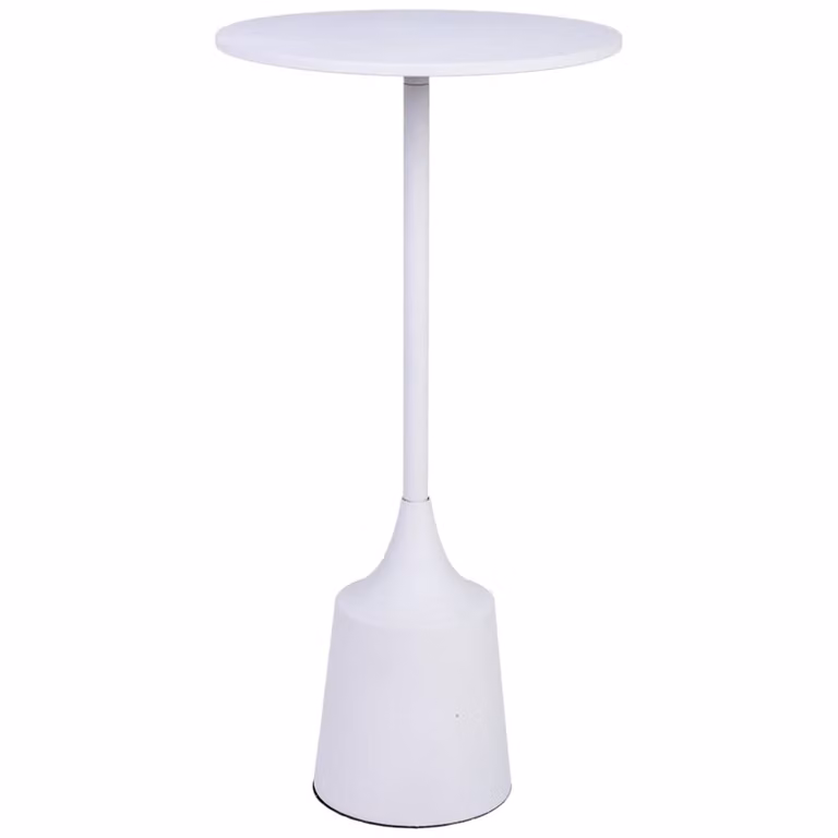 Mesa auxiliar redonda Wanderlust deco de metal blanco mate An/P/Al: 30 x 30 x 59.5 cm