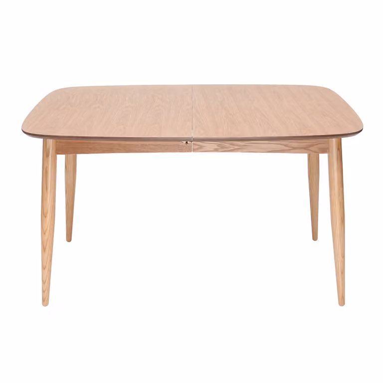 Mesa de comedor extensible NORDECO de madera de fresno en color beige con acabado mate y diseño escandinavo rectangular de bordes redondeados. An/P/Al: 130-190 x 60 x 76 cm