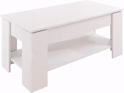 Mesa de centro elevable Nicoleta de Muebles Bonitos en blanco brillo An/P/Al: 100 x 50 x 43,5 cm