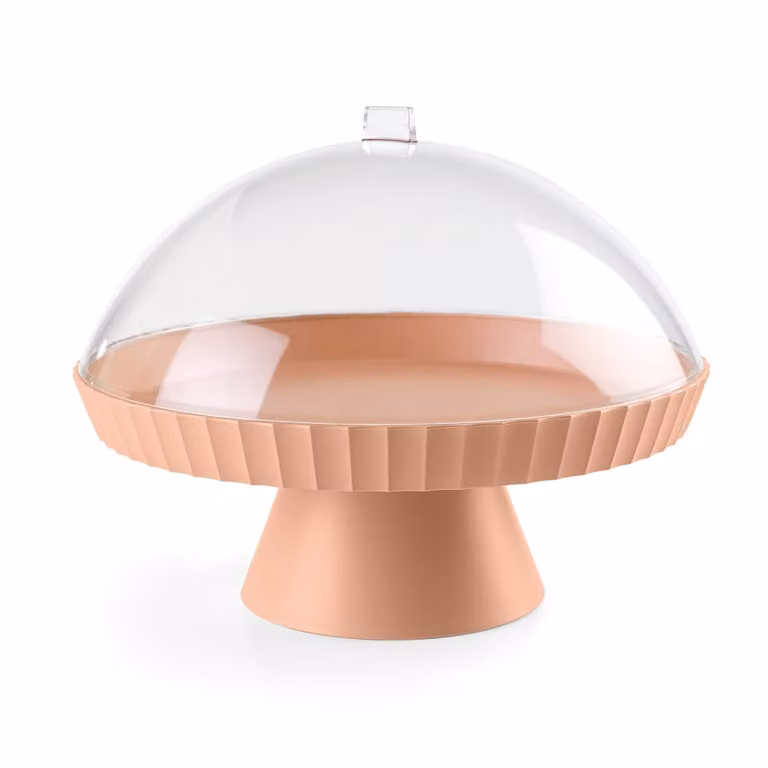 Pedestal BlimPlus con campana y clavijero de polipropileno en color rosa y transparente
