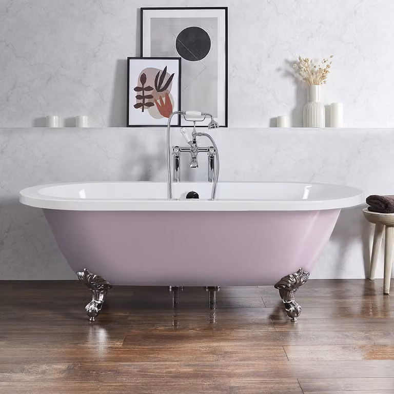 Bañera exenta ovalada de acrílico Hudson Reed en color amarillo con patas negras, An/P/Al: 178 x 82,5 x 61 cm