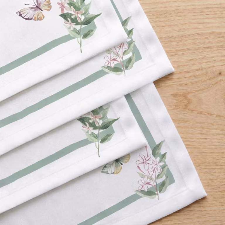 Pack de 4 servilletas de algodón con diseño floral de Naf Naf en multicolor y blanco, An/An: 45 x 45 cm