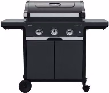 Parrilla de gas Campingaz Select 3 LX Plus en color negro con rejilla de hierro fundido y acero inoxidable