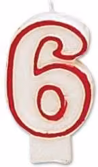 Vela decorativa con forma de número 6 de la marca Csp en color blanco para cumpleaños