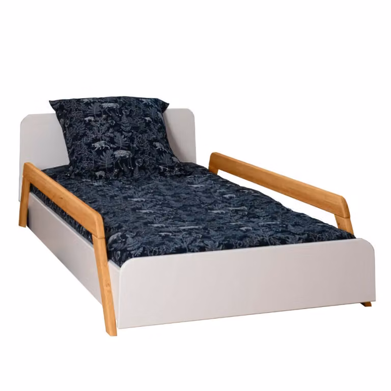 Cama infantil evolutiva ID Kids de madera de pino lacada con barreras perimetrales An/P/Al: 190 x 90 x 58 cm