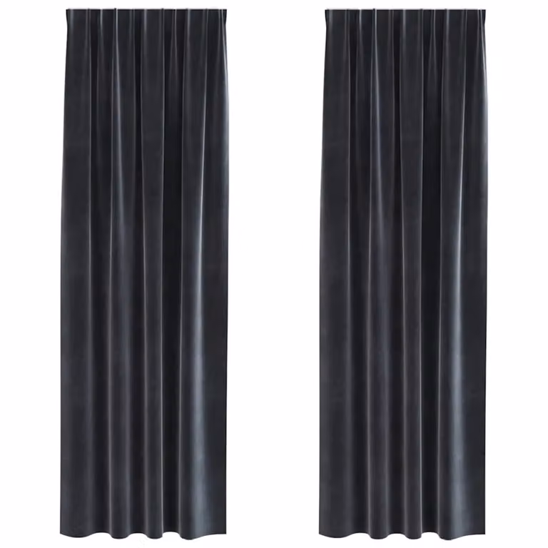 Set de 2 cortinas blackout de terciopelo vidaXL en color gris antracita, An/Al: 140 x 245 cm