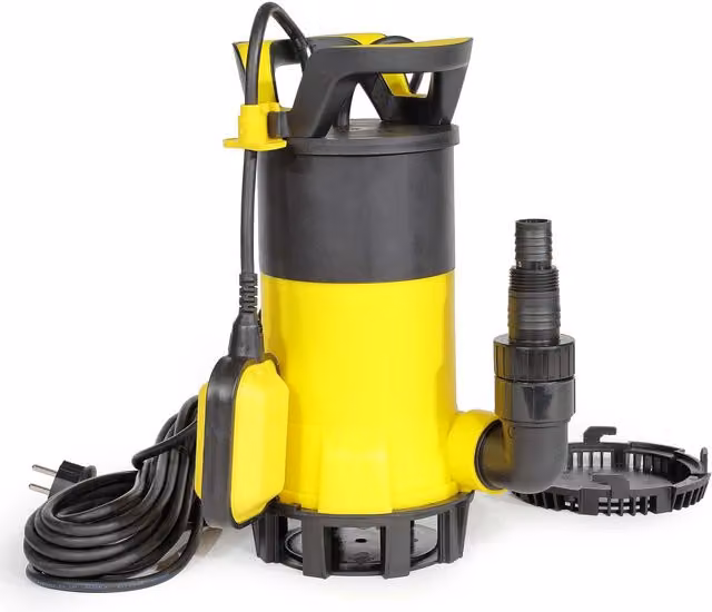 Bomba de agua 3 en 1 Wiltec de 550W para agua limpia y sucia, caudal de 12500 l/h y altura de 7 m, color amarillo