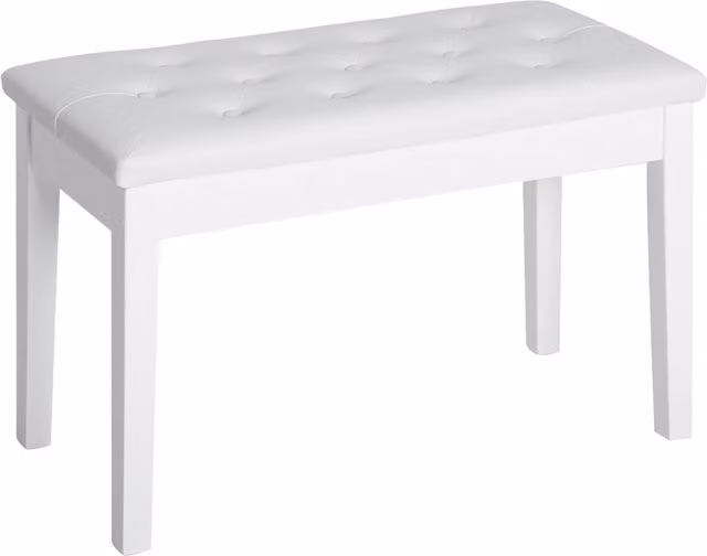 Taburete de piano y banco de teclado HOMCOM con espacio de almacenamiento y asiento de cuero sintético blanco, An/P/Al: 76 x 36 x 50 cm