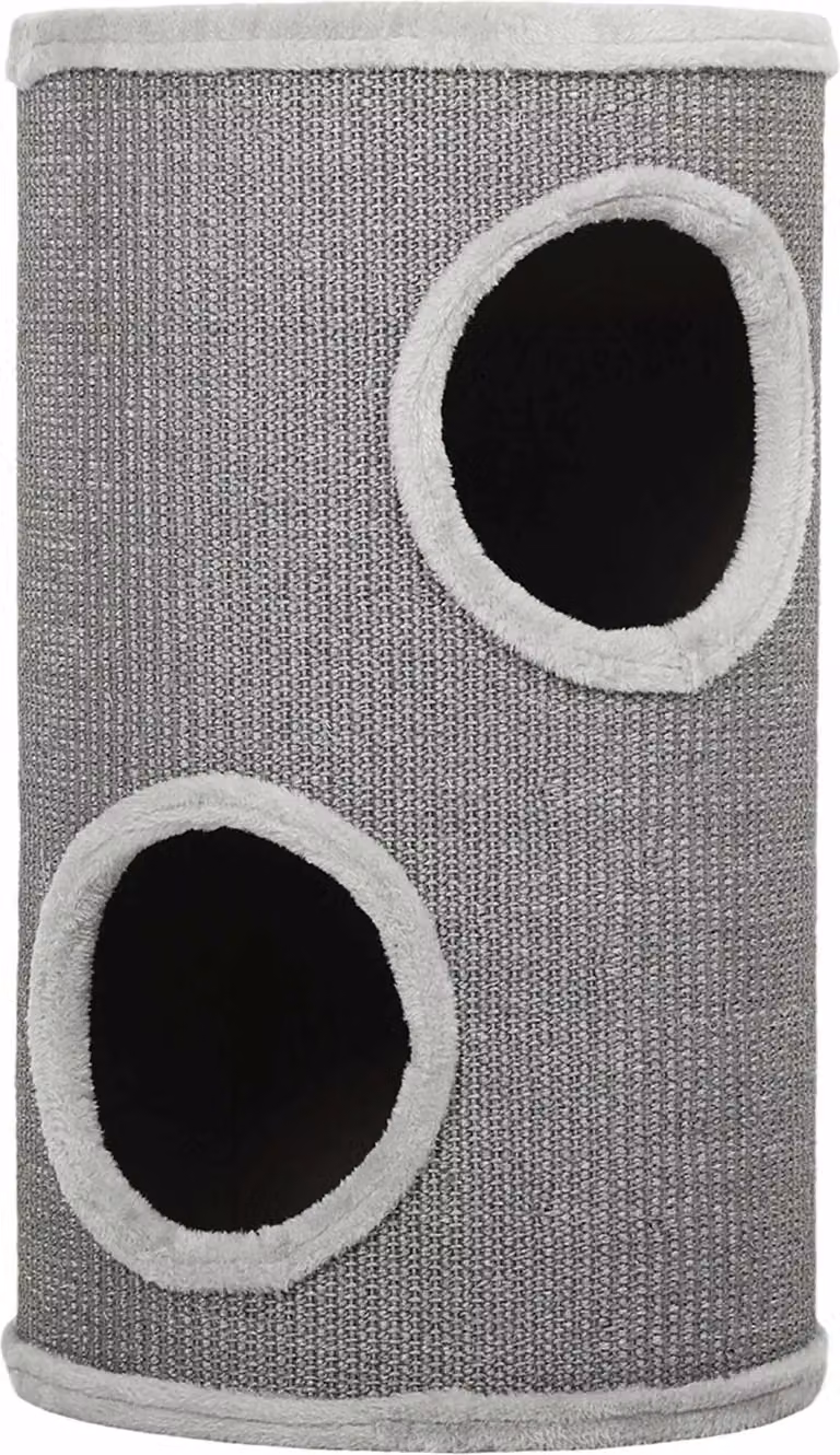 Rascador para gatos Northio de 2 niveles con cueva, sisal y felpa, color gris