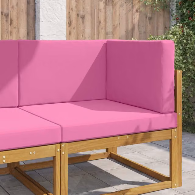 Set de 3 cojines cuadrados para sofá de exterior vidaXL en poliéster color rosa, 80 x 80 cm