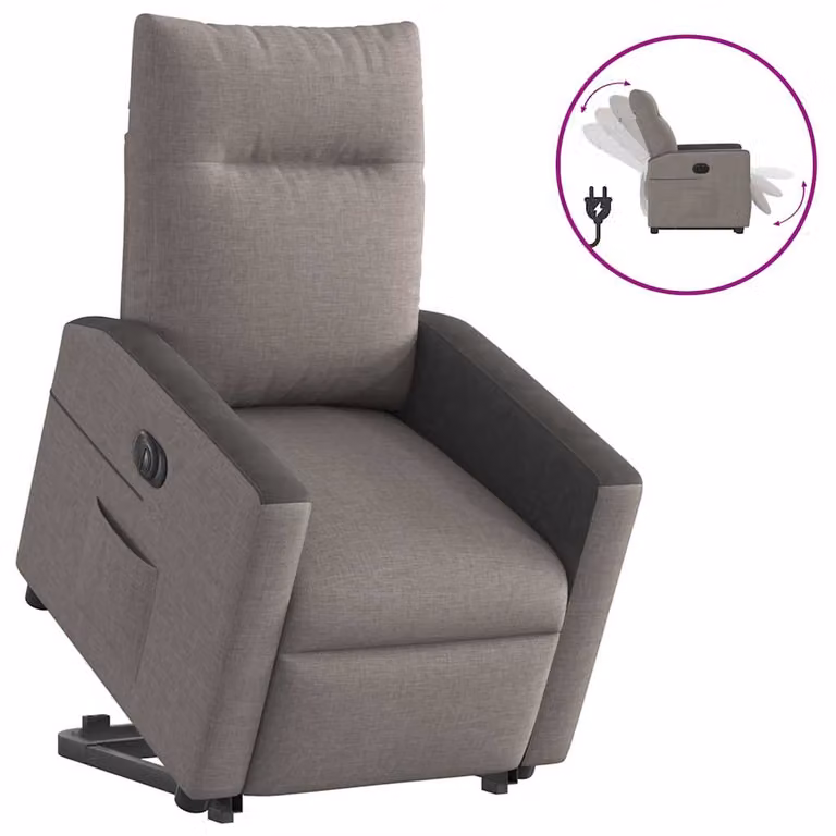 Sillón eléctrico reclinable y elevable vidaXL en tela gris taupe con reposabrazos para mayores
