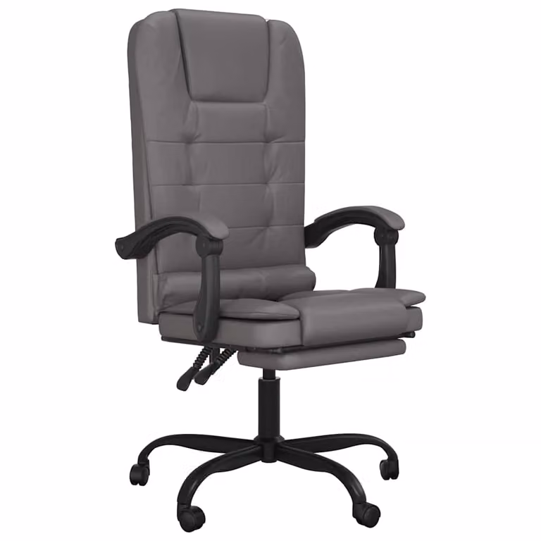 Sillón de oficina ejecutivo reclinable con masaje vidaXL en piel sintética gris