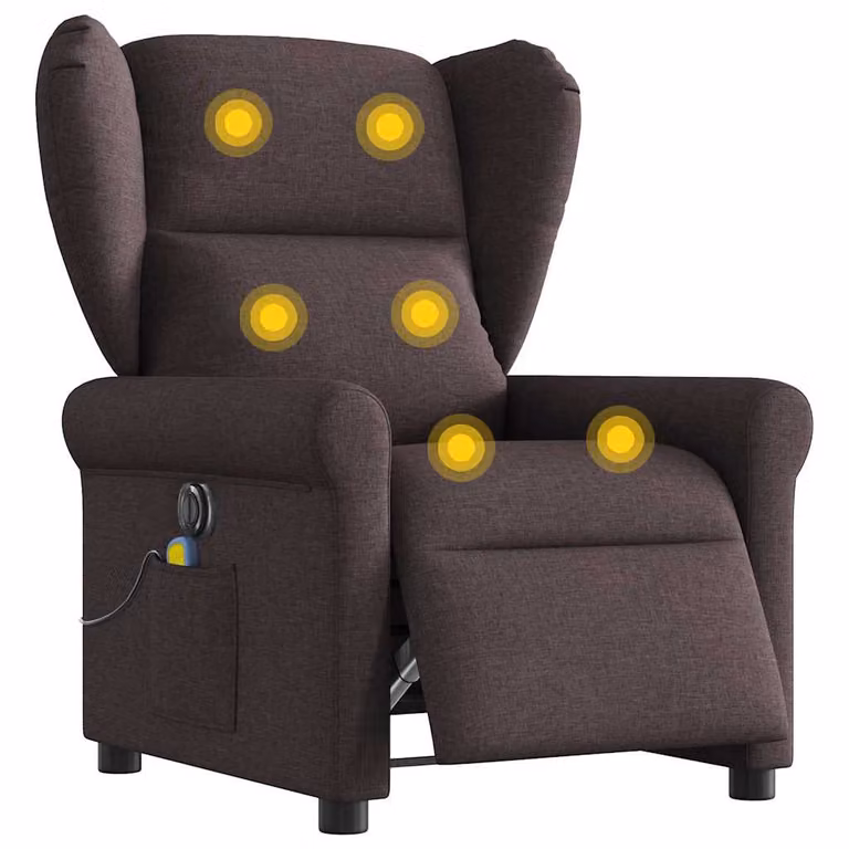 Sillón reclinable de masaje eléctrico vidaXL en tela marrón oscuro para tu salón