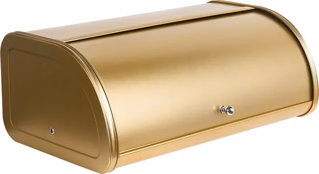 Panera de acero inoxidable con tapa enrollable Beliani en color dorado, An/P/Al: 45 x 26 x 17 cm