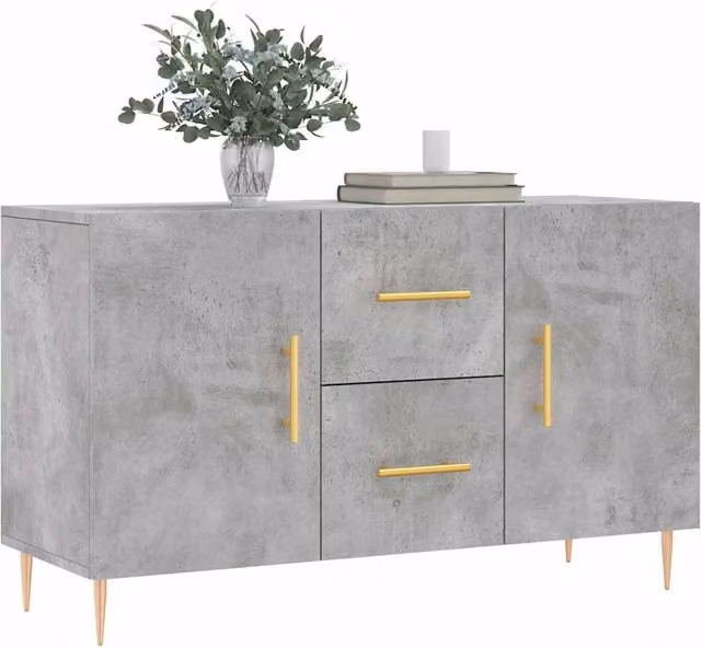 Aparador moderno SYFAX de madera MDF y metal en color gris mate An/P/Al: 100 x 36 x 60 cm