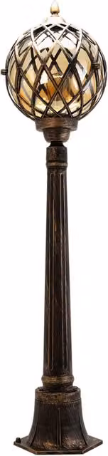 Lámpara de pie vintage LICHT-ERLEBNISSE para exterior en negro y cobre con base rústica y bombilla E27 reemplazable