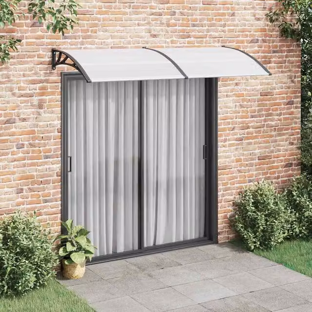 Marquesina para puerta de policarbonato vidaXL, color negro y transparente, An/P/Al: 240 x 100 cm