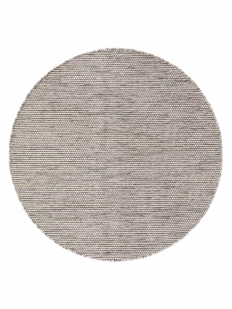 Alfombra redonda Benuta de lana y algodón en beige y negro, Diámetro: 250 cm