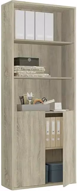 Estantería moderna de madera Muebles Pitarch en color marrón roble con 4 baldas ajustables, Al x An x Pr: 196,5 x 75,5 x 33 cm