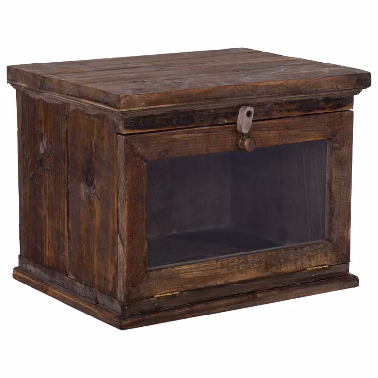 Caja de madera y cristal Wanderlust deco color marrón con tapa An/P/Al: 40 x 30 x 30 cm