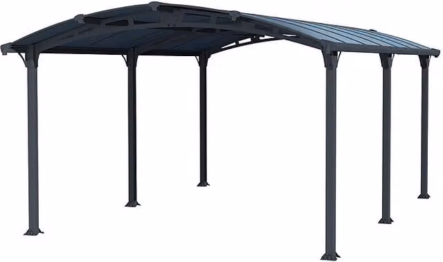 Carport doble Arcadia de Palram en color gris con estructura de aluminio y cubierta de policarbonato, An/Pr: 3,59 x 3,59 m