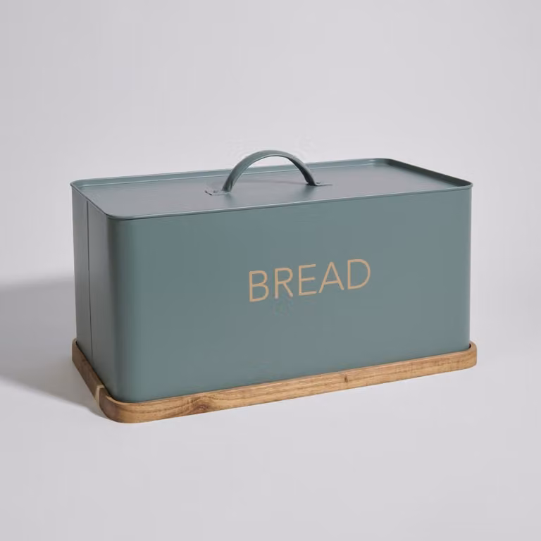 Panera de acero verde y madera de acacia Maisons du Monde