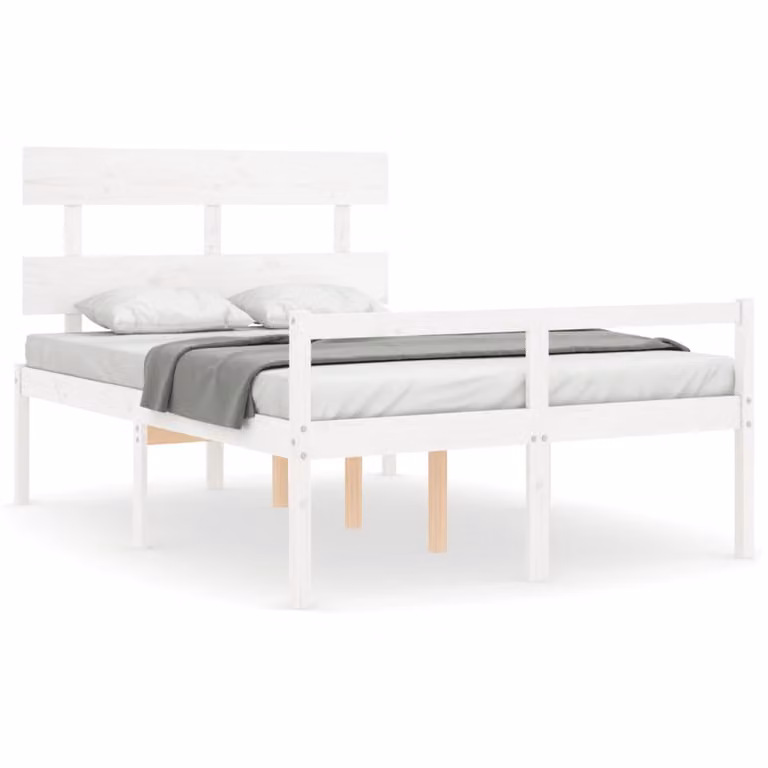 Cama para personas mayores vidaXL de madera maciza de pino en color blanco de 120 x 190 cm