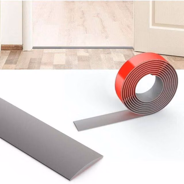 Tira de umbral autoadhesiva ODIPIE de PVC gris para transiciones de suelo, An/P/Al: 200 x 4 x 0,8 cm
