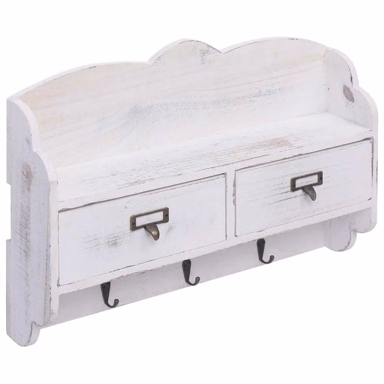 Perchero de pared de madera lacada blanco vidaXL An/P/Al: 50 x 10 x 34 cm